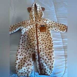 Patagonia Furry Friends Bunting Cream and Brown Kids Footie